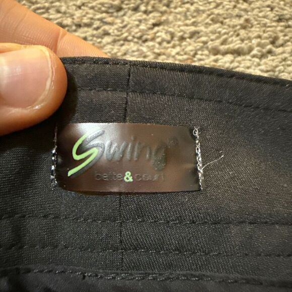 Swing Tech Bette & Court Golf Shorts Womens 8 Bermuda Modest Slim black Buckle M - Picture 4 of 10